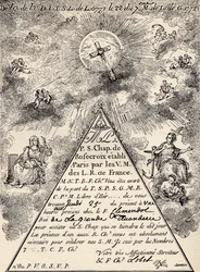 Einladung des französischen Kapitels der Freimaurer, 1771, aus „Der Freimaurer“ von Eugen Lennhoff, veröffentlicht 1932